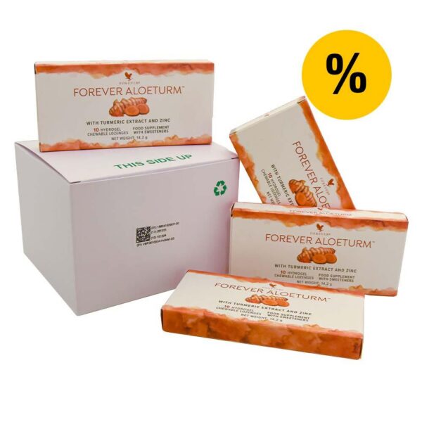 Forever AloeTurm Hydrogel Lozenges with Turmeric & Zinc for Immune Support 10 Count Refreshing Mint Flavor Dietary Supplement