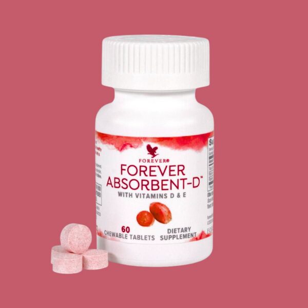 Forever Absorbent-D with Vitamins D & E - 60 Chewable Tablets Dietary Supplement
