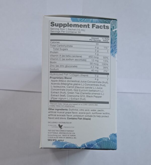 Forever Marine Collagen Liquid Supplement with Vitamin C Biotin and Zinc 30 Sachets 0.85 Fl Oz Each for Easy Daily Use Dietary