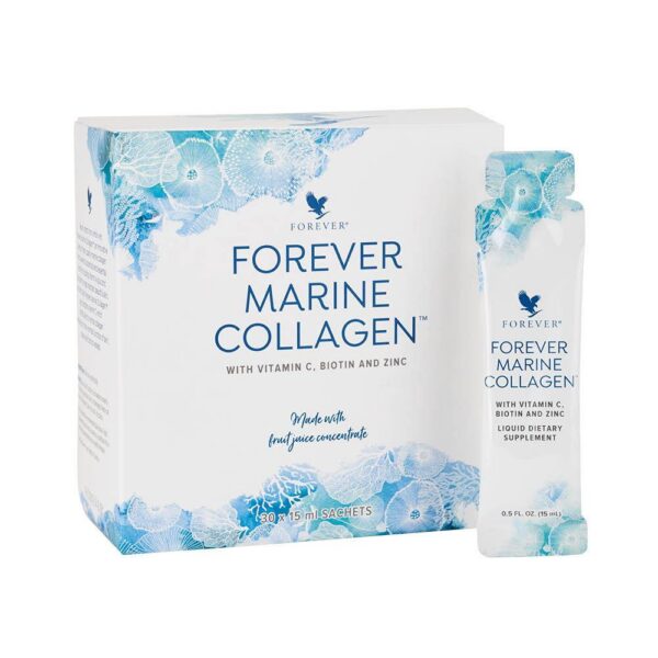 Forever Marine Collagen Liquid Supplement with Vitamin C Biotin and Zinc 30 Sachets 0.85 Fl Oz Each for Easy Daily Use Dietary