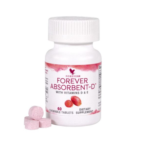 Forever Absorbent-D with Vitamins D & E - 60 Chewable Tablets Dietary Supplement