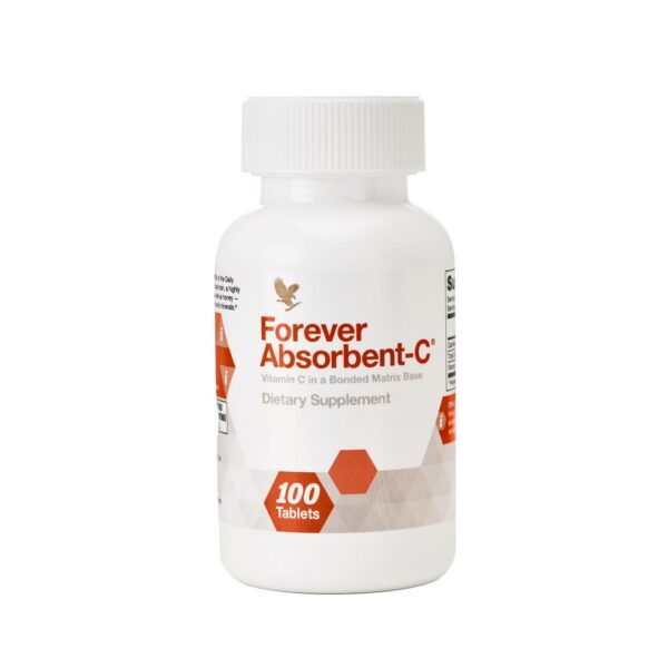 Forever Absorbent-C Vitamin C Supplement - 100 Tablets - Natural Orange & Honey Flavors - Vegetarian Friendly