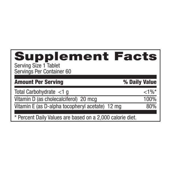 Forever Absorbent-D with Vitamins D & E - 60 Chewable Tablets Dietary Supplement
