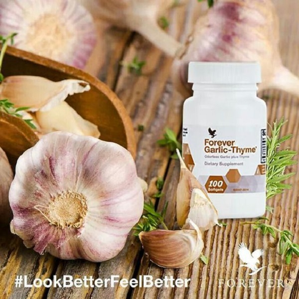 Forever Garlic-Thyme Odorless 100 Softgels - Supports Cardiovascular Health & Immune Function - Gluten Free