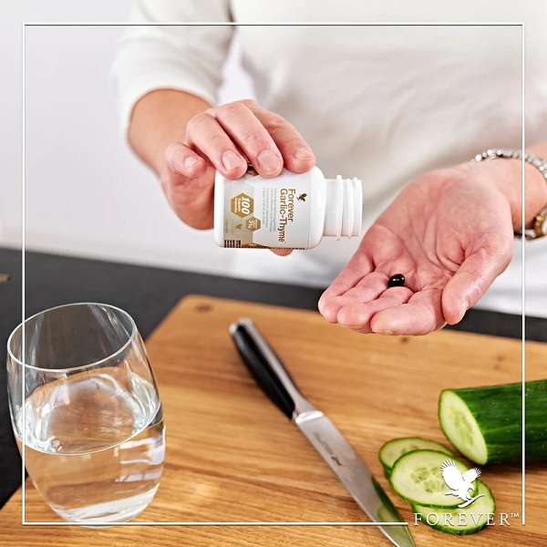 Forever Garlic-Thyme Odorless 100 Softgels - Supports Cardiovascular Health & Immune Function - Gluten Free