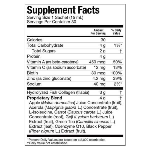 Forever Marine Collagen Liquid Supplement with Vitamin C Biotin and Zinc 30 Sachets 0.85 Fl Oz Each for Easy Daily Use Dietary