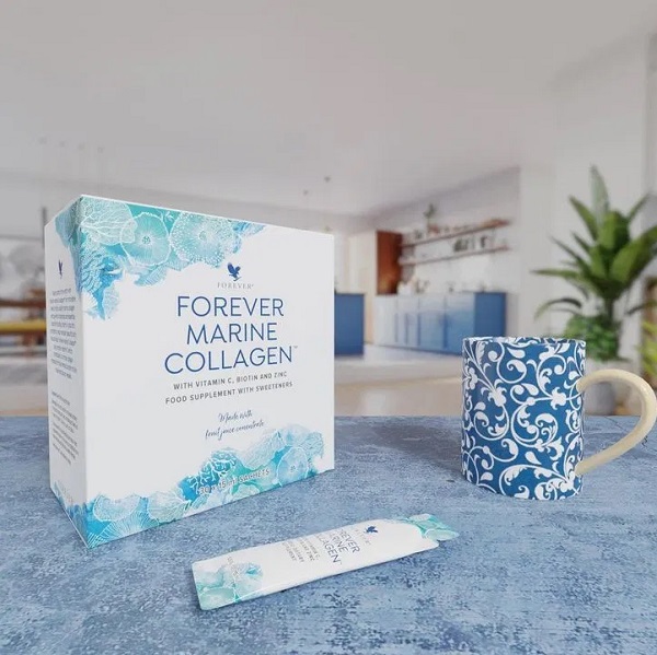 Forever Marine Collagen Liquid Supplement with Vitamin C Biotin and Zinc 30 Sachets 0.85 Fl Oz Each for Easy Daily Use Dietary