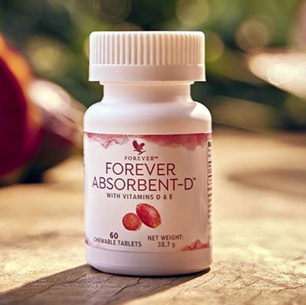 Forever Absorbent-D with Vitamins D & E - 60 Chewable Tablets Dietary Supplement