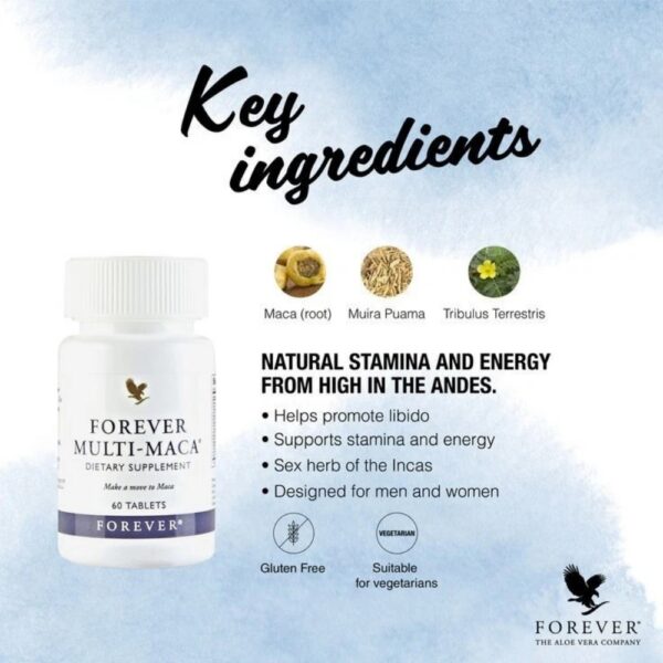 Forever Multi-Maca Advanced Herbal Blend 60 Tablets Stamina Vitality Support Natural Dietary