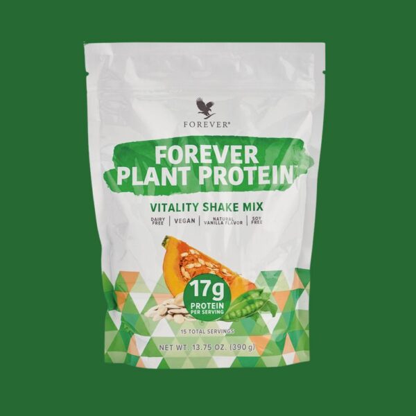 Forever Plant Protein Vitality Shake Mix 17g Protein per Serving Vegan Dairy-Free Soy-Free Natural Vanilla Flavor Edible Supplements