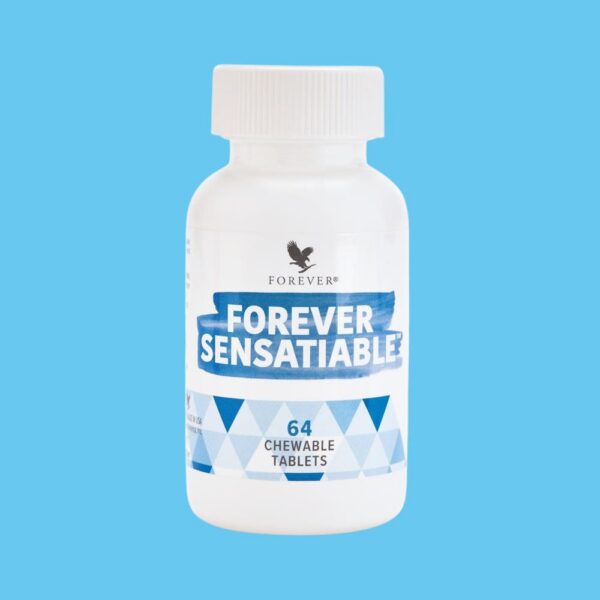 Forever Sensatiable Chewable Tablets Lemon-Vanilla Flavor 64 Tablets Natural Ingredients Oat Bran Honey Sorbitol for Fitness Health