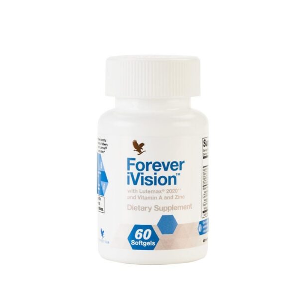 Forever iVision Dietary Supplement with Lutein 2000 Vitamin A & Zinc 60 Softgels for Eye Health Blue Light Protection Optimum Vision Support
