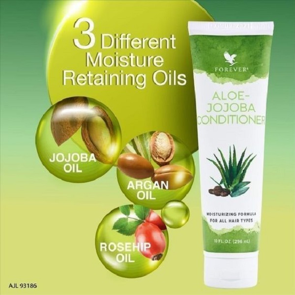 Forever Aloe-Jojoba Conditioner - Deep Cleansing & Nourishing for All Hair Types - Gentle on Scalp - Moisturizing Formula with Aloe Vera & Jojoba Oil - 10 fl oz - Gluten-Free