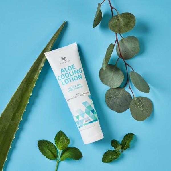 Forever Aloe Cooling Lotion 4 FL OZ Refreshing Massage Lotion with Aloe Eucalyptus Menthol Hyaluronic Acid