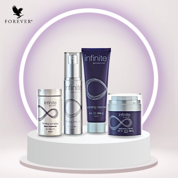 Forever Infinite Advanced Skincare Set - Hydrating Cleanser, Restoring Serum, Nourishing Cream & Vital Complex