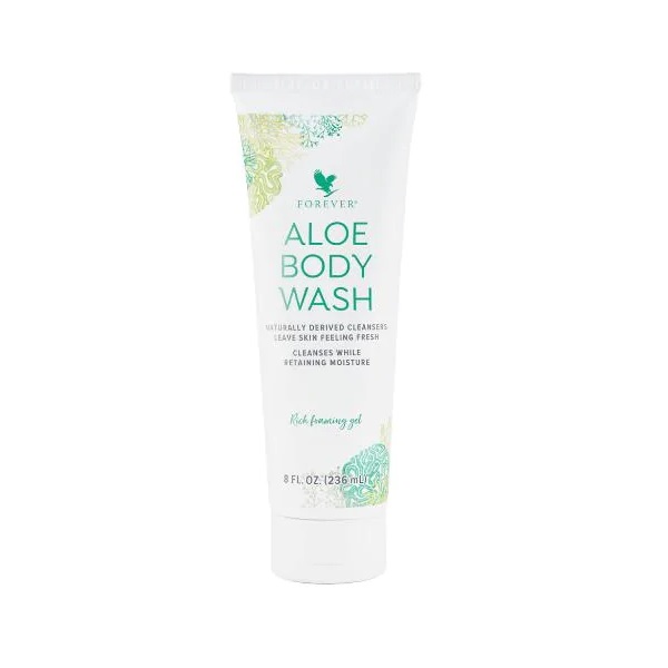 Forever Aloe Body Wash - Gentle & Powerful Cleansing with Aloe, Sulfate-Free, pH Balanced, Vitamins A C E, Rich Foam, 8 fl oz, Argan Oil & Jojoba Extract