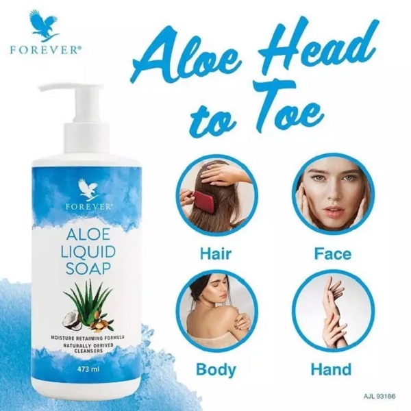 Forever Aloe Liquid Soap - 16 FL OZ Gentle Moisture Retaining Formula with Aloe Vera Argan Oil & Jojoba for Sensitive Skin Care