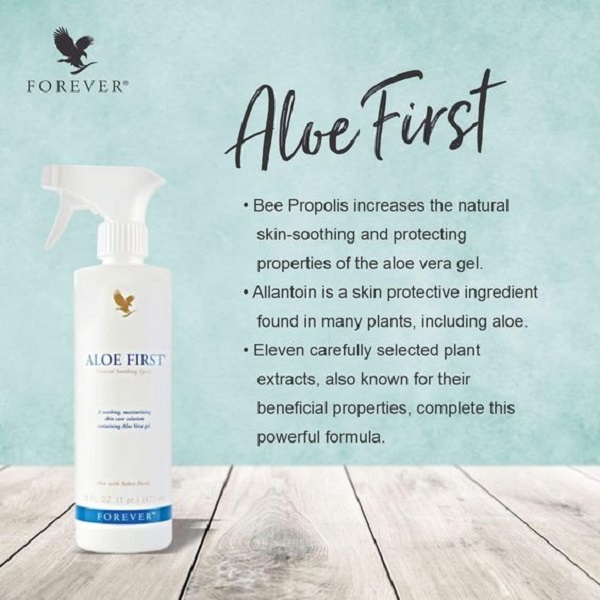 Forever Aloe First Spray - Fast-Acting Soothing Power for Skin & Hair pH-Balanced Formula with Aloe Vera & Plant Extracts Vegetarian Gluten-Free - Bee