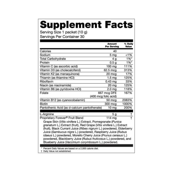 Forever ARGI+ L-Arginine & Multivitamin Fruit Blend - Berry Flavor 30 Sachets Dietary Supplement for Daily Nutritional Goals