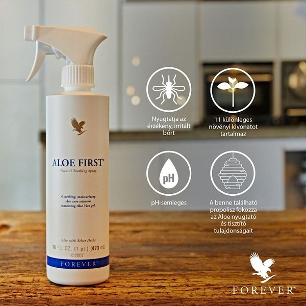 Forever Aloe First Spray - Fast-Acting Soothing Power for Skin & Hair pH-Balanced Formula with Aloe Vera & Plant Extracts Vegetarian Gluten-Free - Bee