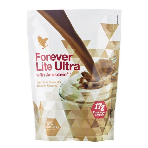 Forever Lite Ultra Chocolate Shake Mix - 17g Protein, Gluten-Free, Low Carb, 13.2 Oz, Aminotein