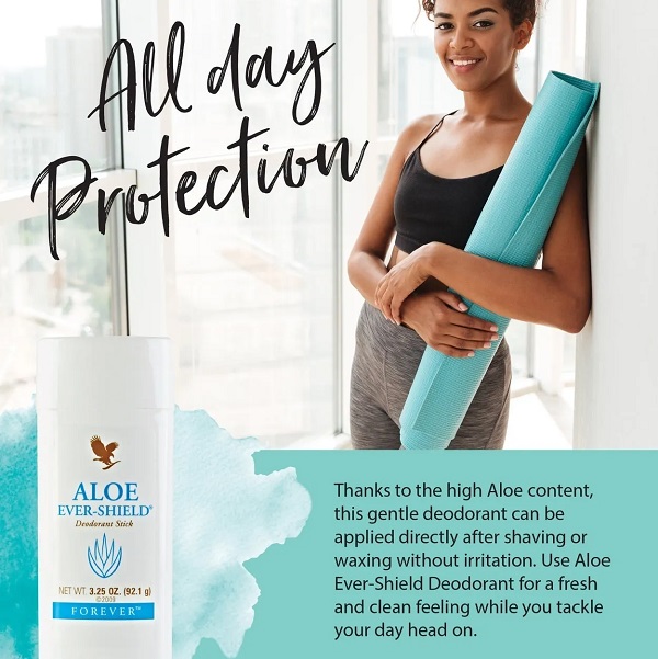 Forever Aloe Ever-Shield Deodorant Stick - All-Day Odor Protection, Natural Aloe Vera Gel, Vegan & Gluten-Free, Safe for Sensitive Skin, 3.25 oz