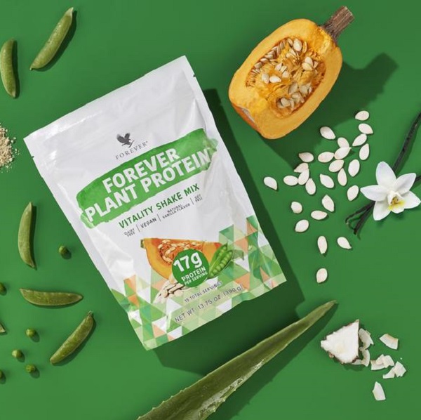 Forever Plant Protein Vitality Shake Mix 17g Protein per Serving Vegan Dairy-Free Soy-Free Natural Vanilla Flavor Edible Supplements