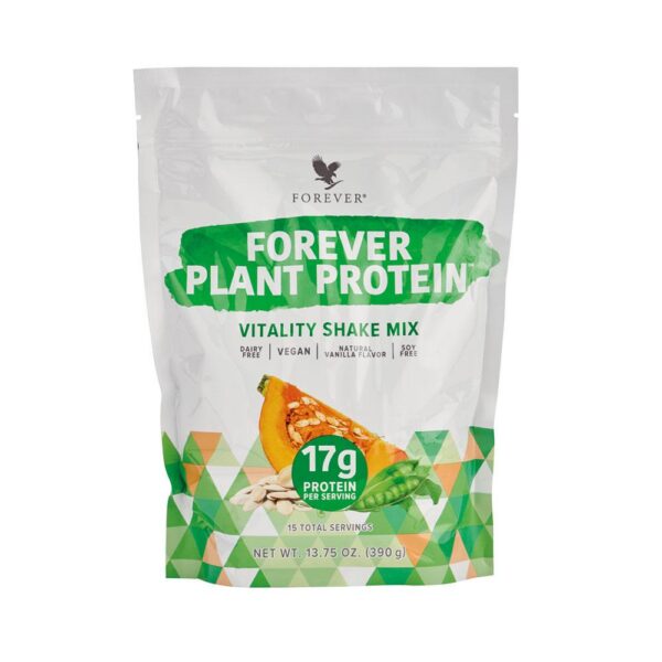 Forever Plant Protein Vitality Shake Mix 17g Protein per Serving Vegan Dairy-Free Soy-Free Natural Vanilla Flavor Edible Supplements