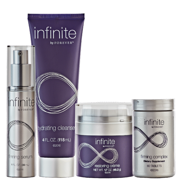 Forever Infinite Advanced Skincare Set - Hydrating Cleanser, Restoring Serum, Nourishing Cream & Vital Complex
