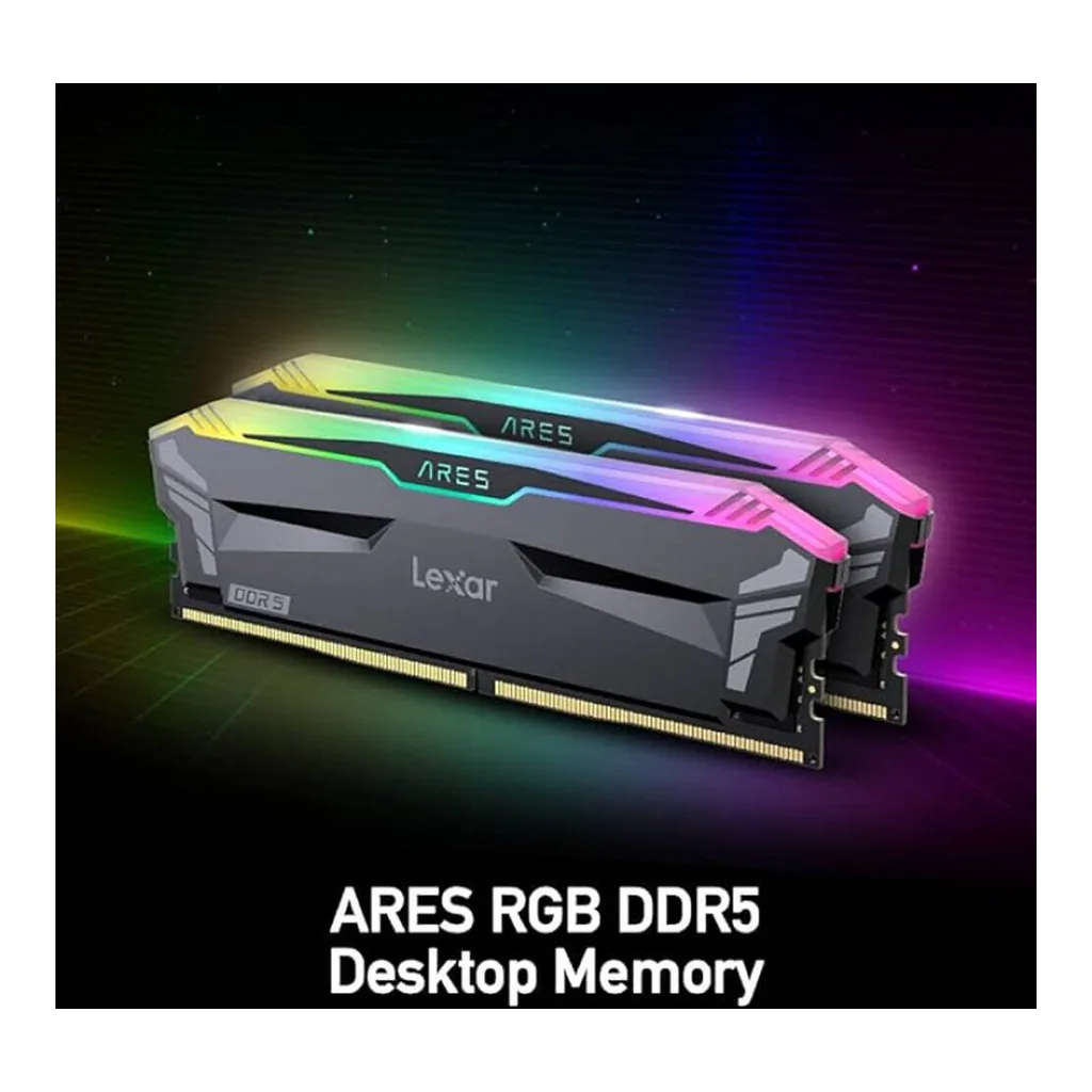 Lexar Ares RGB DDR5 Desktop Memory, 32GB (2x 16GB) Capacity, 6800 MHz Memory Speed, CL34 CAS Latency, 1.4 Voltage, 288-Pin, Support Intel XMP 3.0 & AMD EXPO, White | LD5U16G68C34WA-RGD - Image 2 Lexar Ares RGB DDR5 Desktop Memory, 32GB (2x 16GB) Capacity, 6800 MHz Memory Speed, CL34 CAS Latency, 1.4 Voltage, 288-Pin, Support Intel XMP 3.0 & AMD EXPO, White | LD5U16G68C34WA-RGD - Image 2