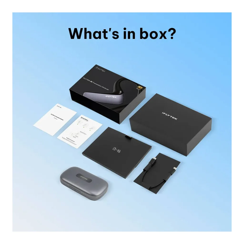 0051acecf98c09dd8344953a9b5c2a3f-hi.jpg iFLYTEK AI Translation Earbuds, Real-Time Interpretation & Live Subtitles, AI Noise Reduction, 8m Long-Range Pickup, 17 Professional Modes, Bluetooth 6.0, Grey