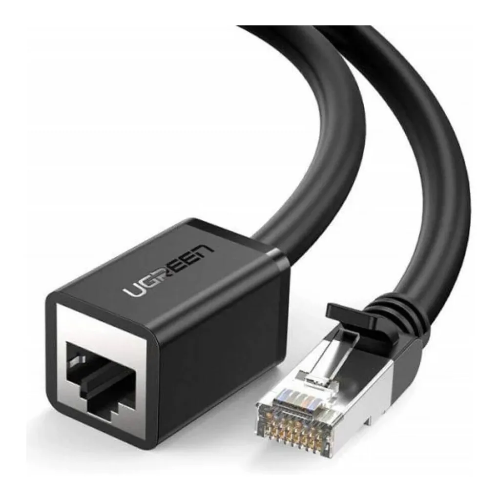 02e0b49444edf590b4c3bb32e02e9b42-hi.jpg UGREEN NW112 Cat 6 F/UTP Ethernet RJ45 Extension Male/Female Patch Cords 3M, Black