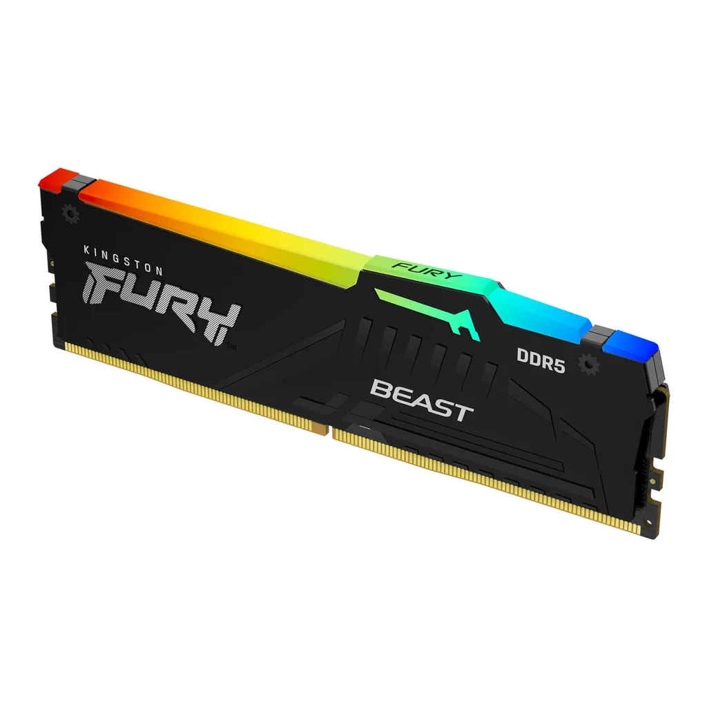 Kingston Fury Beast RGB 32GB DDR5 Desktop Memory Kit, 5600MT/s Memory Speed, CL36 CAS Latency, 288-Pin Kit, Intel XMP 3.0 & AMD EXPO Profile, Black | KF556C36BBEA-32 - Image 1 Kingston Fury Beast RGB 32GB DDR5 Desktop Memory Kit, 5600MT/s Memory Speed, CL36 CAS Latency, 288-Pin Kit, Intel XMP 3.0 & AMD EXPO Profile, Black | KF556C36BBEA-32 - Image 1