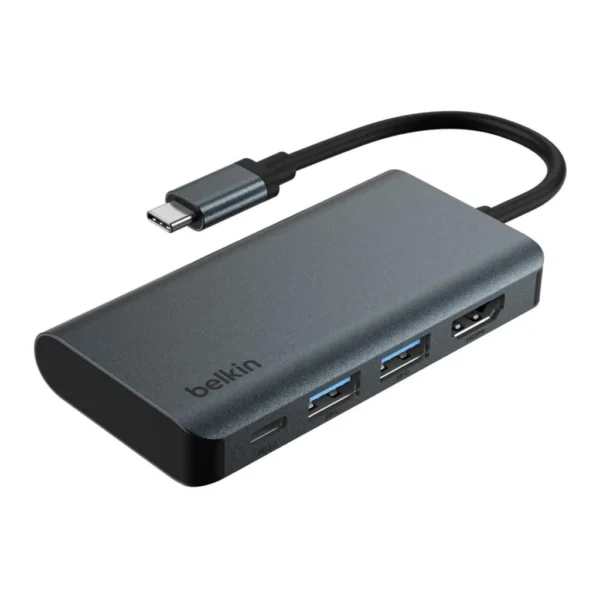 04e683fd-c179-4f58-9c8a-c31726a29a65.jpg Belkin - USB-C Hub 4-in-1 Multi-Port Laptop Dock with 4K HDMI, Adapter with 100W Power Delivery - for Mac, PC, and More - Dark Gray