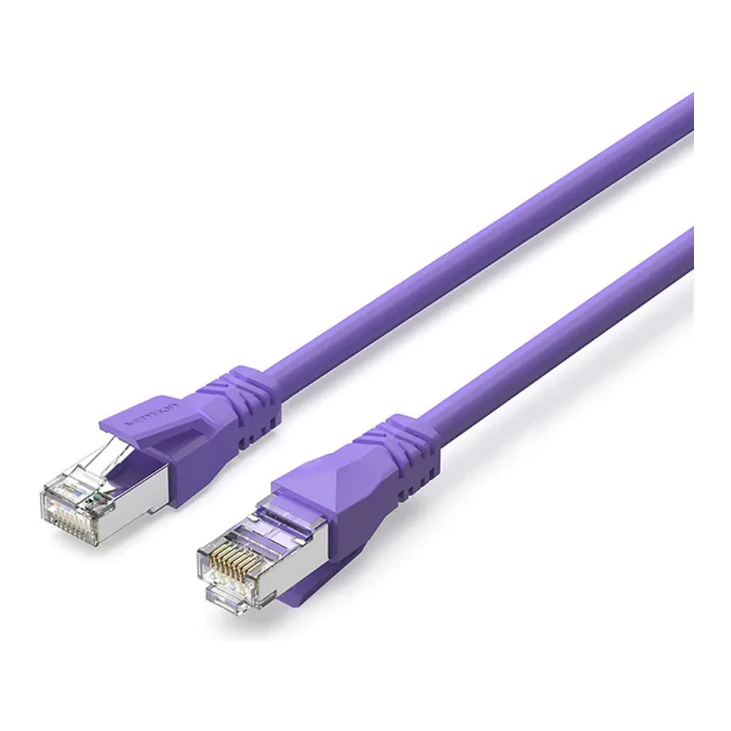 0627f1cfd2fa124e2ce6c51ebb871842-hi.jpg Vention Cat.6a S/FTP Patch Cord, 26AWG, Up to 10Gbps Data Transmisson, OFC Standard, RJ45 Plug, PVC Enclosure, Copper Conductor, 10M Cable Length, Purple