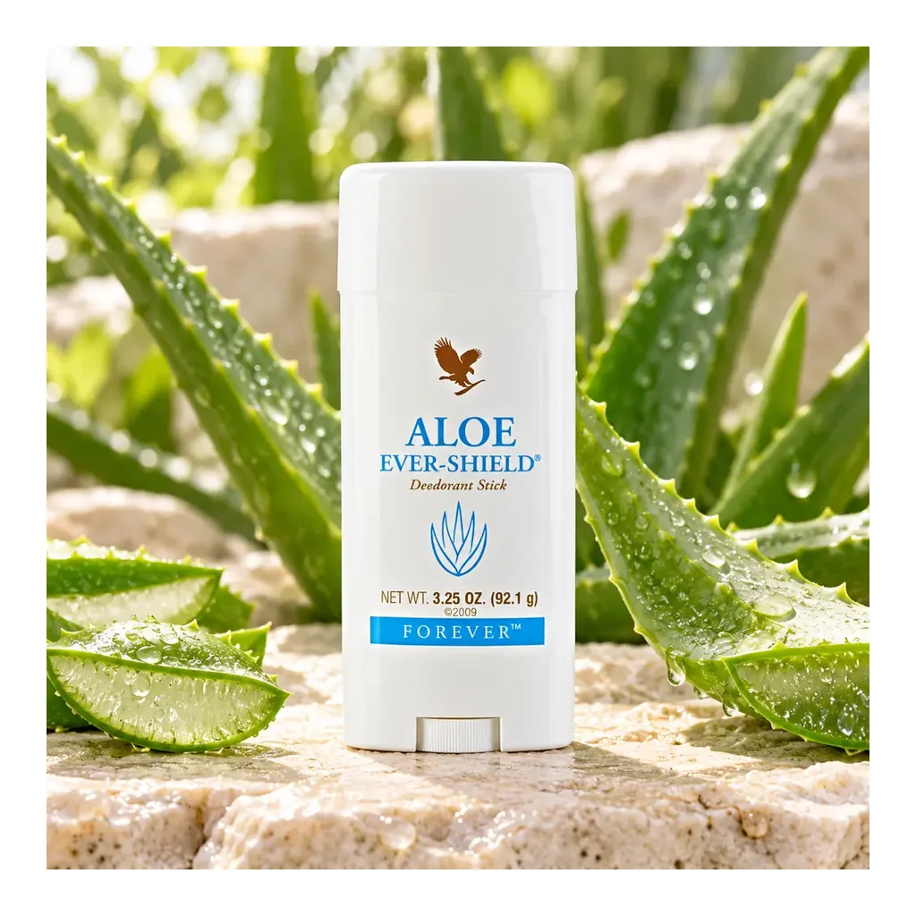 Forever Aloe Ever-Shield — Aloe scene Forever Aloe Ever-Shield deodorant in aloe-inspired scene