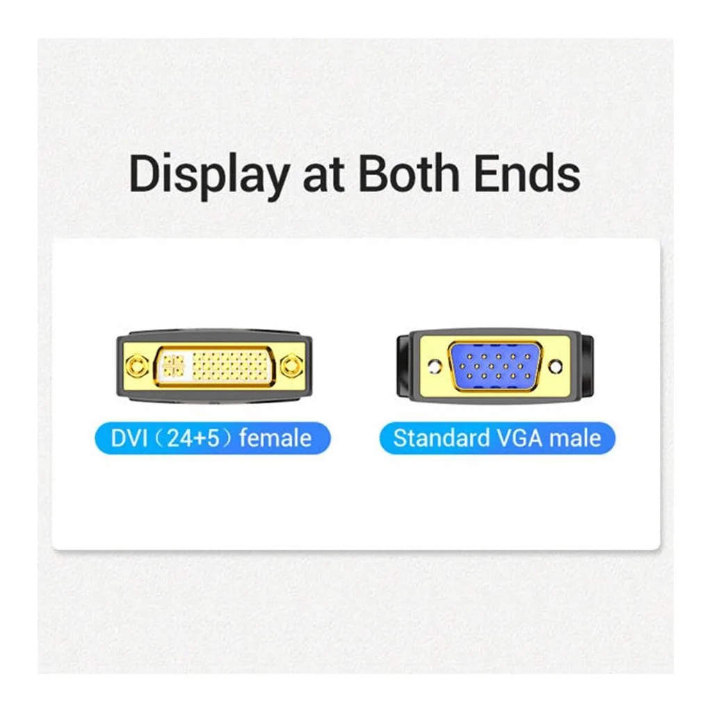 07d8e8156e9a547bbc9479d2ecbf09bc-hi.jpg Vention VGA Male to DVI Female Adapter, Display at Both Ends, 1080P HD, Gold-plated Interface, Black | DDDB0