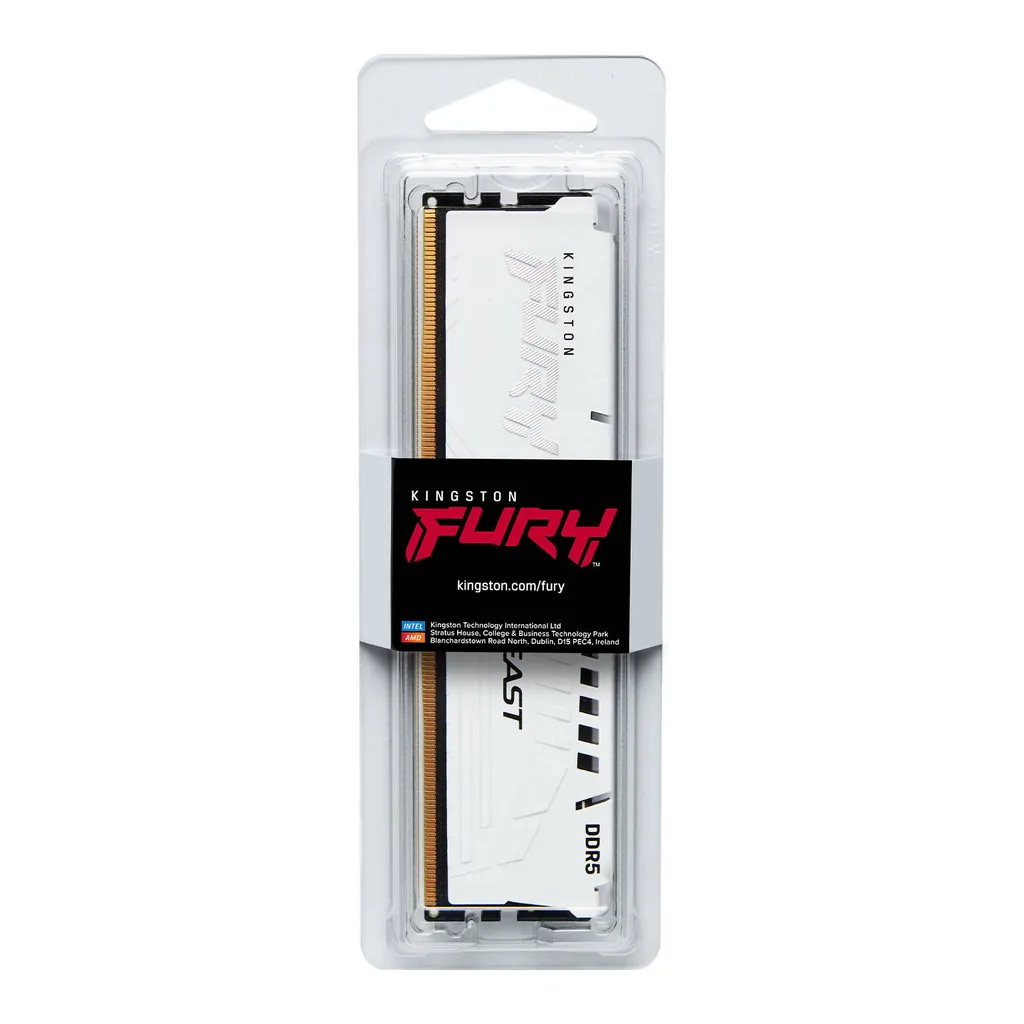 Kingston Fury Beast 32GB DDR5 Memory, 6000MT/s Frequency, CL30 Latency, Non-ECC DIMM, 1.4 Voltage, Intel XMP 3.0 & AMD Certified, White | KF560C30BWE-32 - Image 3 Kingston Fury Beast 32GB DDR5 Memory, 6000MT/s Frequency, CL30 Latency, Non-ECC DIMM, 1.4 Voltage, Intel XMP 3.0 & AMD Certified, White | KF560C30BWE-32 - Image 3