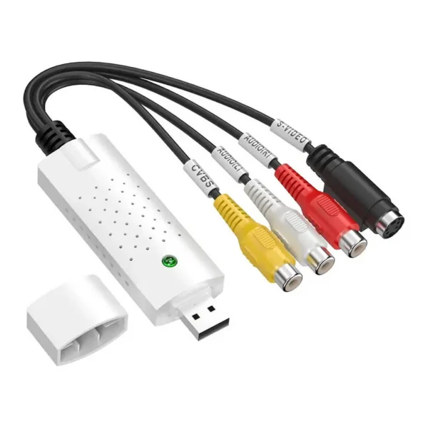 USB 2.0 RCA Video Capture Adapter for VHS and Camcorders, White - Image 1 USB 2.0 RCA Video Capture Adapter for VHS and Camcorders, White