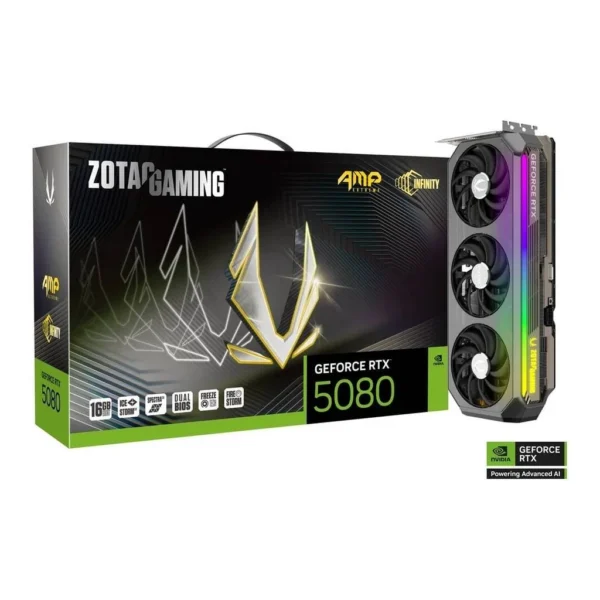 089d056bc190c8d2be22fd2944bfe1d4-hi.jpg ZOTAC GAMING GeForce RTX 5080 AMP Extreme INFINITY Graphics Card, 16GB GDDR7 256-Bit Memory, 2670MHz Engine Clock, 30 Gbps Memory Clock, 10752 CUDA Cores, PCI Express 5.0 x16