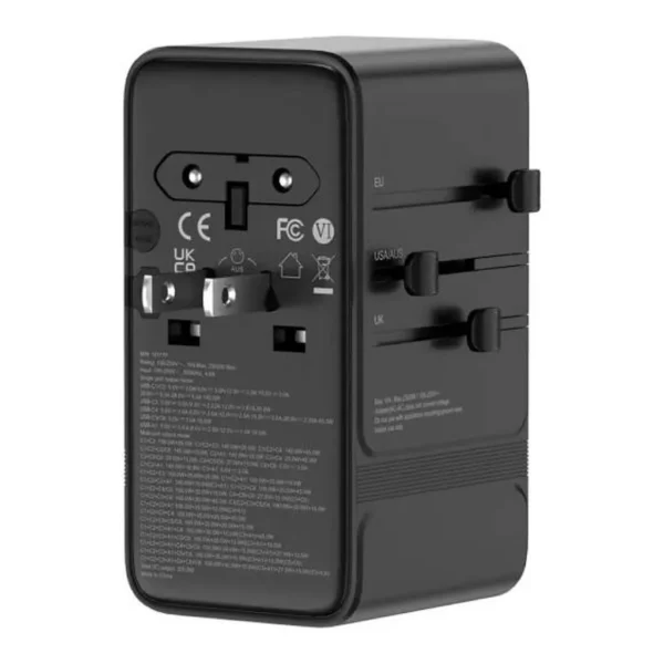 0c52072f17901a68d8611a508d6c8a58-md.jpg Powerology Spretrova GaN Multi Port Universal Adapter, 120W Fast Charger, 2 USB C PD, 2 USB A QC, UK Plug, Smart LED Display, Compact Travel Power Hub, Black | PPBCHA120BK