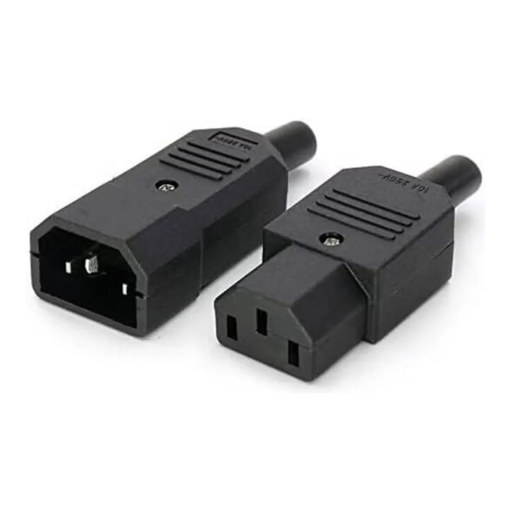 0cdec8c8e8162c5e1182837190bf443f-md.jpg Salab IEC 320 C14 Male to C13 Female Adapter Connector, AC 250V 10A Heavy Duty Rewireable Inline Power Socket, 3-Pin IEC Power Adapter for Computers, Servers & UPS Equipment, Black | IEC 320 C14 & C13