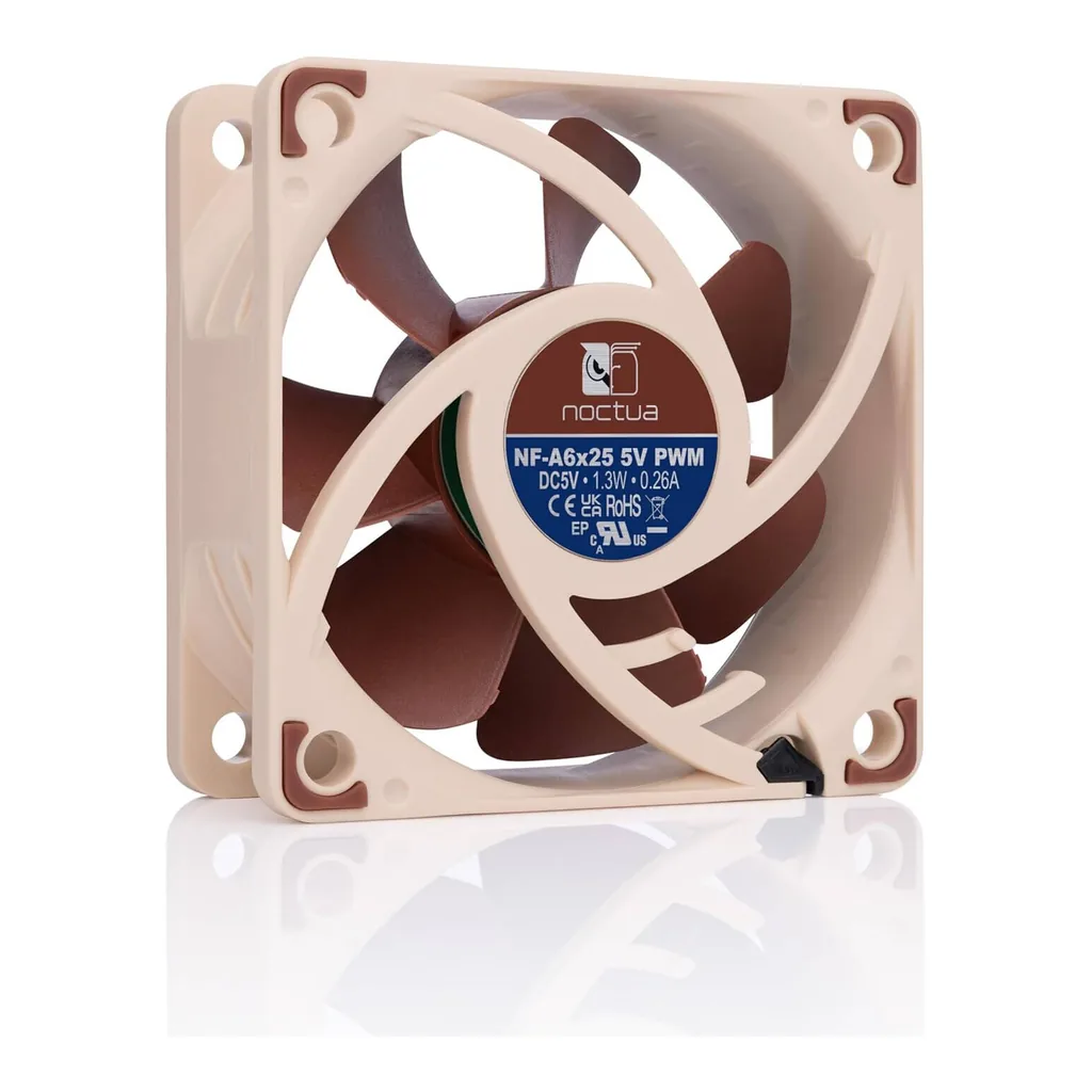 Noctua NF A6x25 5V PWM 60mm Cooling Fan, Brown - Image 4 Noctua NF A6x25 5V PWM 60mm Cooling Fan, Brown