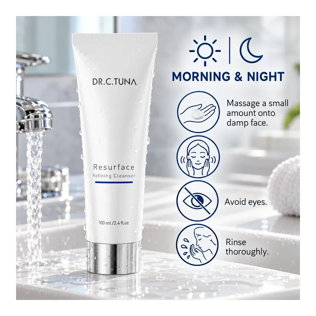1000277-04-how-to-use Farmasi Dr. C. Tuna Resurface Refining Cleanser