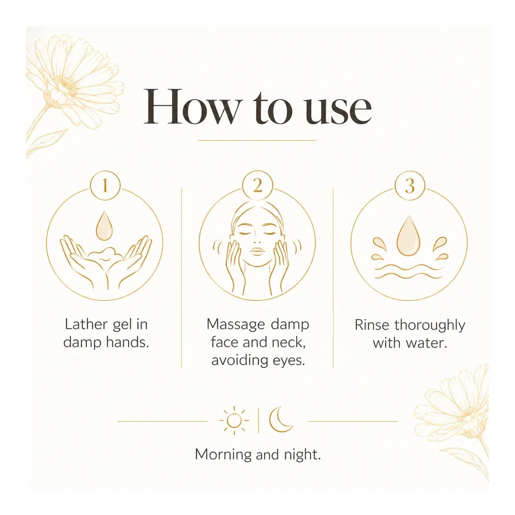 Farmasi Calendula Face Wash — How to use How to use Farmasi Calendula Face Wash morning and night