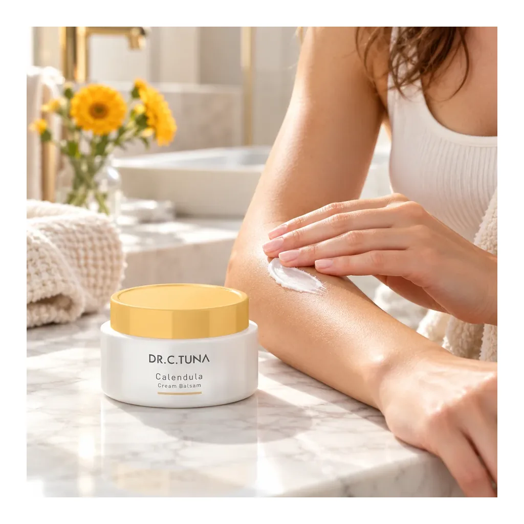 Farmasi Calendula Cream Balsam — Lifestyle setting Farmasi Calendula Cream Balsam in a lifestyle setting