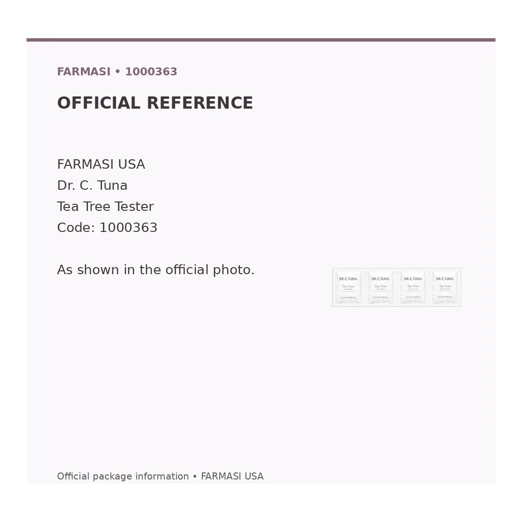 FARMASI Dr. C. Tuna Tea Tree Tester — 4 x 2.5 ml Sachets – Verified format and reference FARMASI Dr. C. Tuna Tea Tree Tester — 4 x 2.5 ml Sachets – Verified format and reference