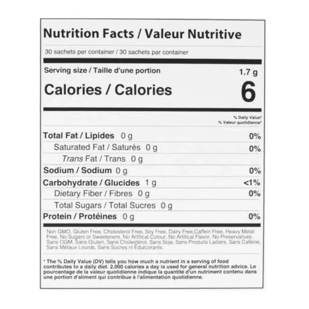 1000820-08-nutriplus-serenity-earl-grey-tea-official-nutrition-panel-closeup Close view of official Serenity Earl Grey Tea Nutrition Facts