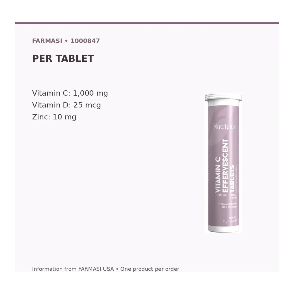 FARMASI Nutriplus Vitamin C Effervescent Tablets – 15 Tablets – Verified ingredients and dosage FARMASI Nutriplus Vitamin C Effervescent Tablets – 15 Tablets – Verified ingredients and dosage