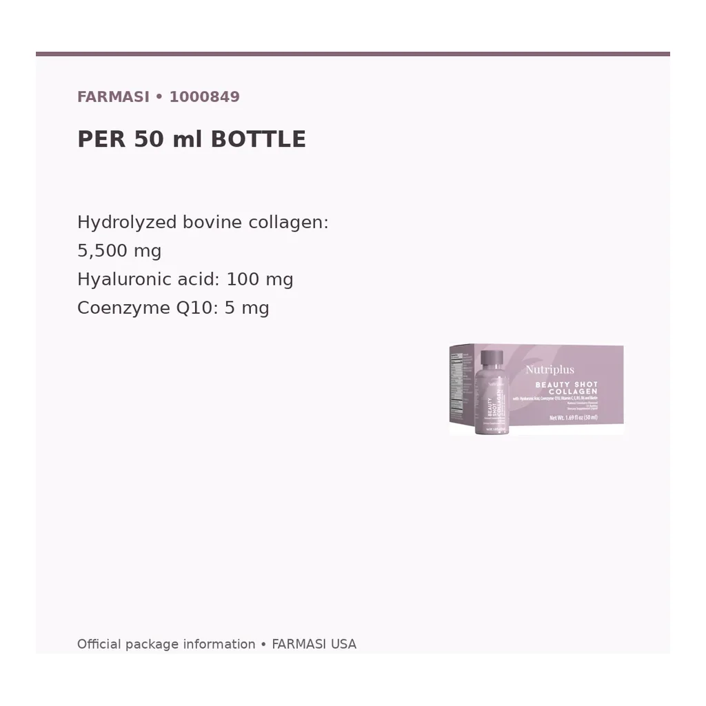 FARMASI Nutriplus Beauty Shot Collagen — Natural Cranberry, 15 x 50 ml – Verified product information FARMASI Nutriplus Beauty Shot Collagen — Natural Cranberry, 15 x 50 ml – Verified product information